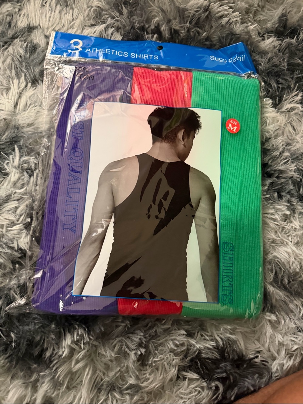 Men's Athletic Ribbed Tank Top 3-Pack - Purple, Red, Green